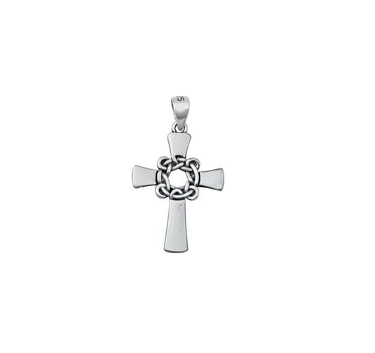 Sterling Silver Celtic Circle Cross Pendant