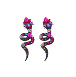 Pink Crystal Snake Stud Earrings