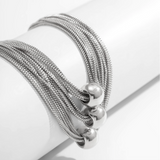 Silvertone Multi Chain Layered Ball Necklace