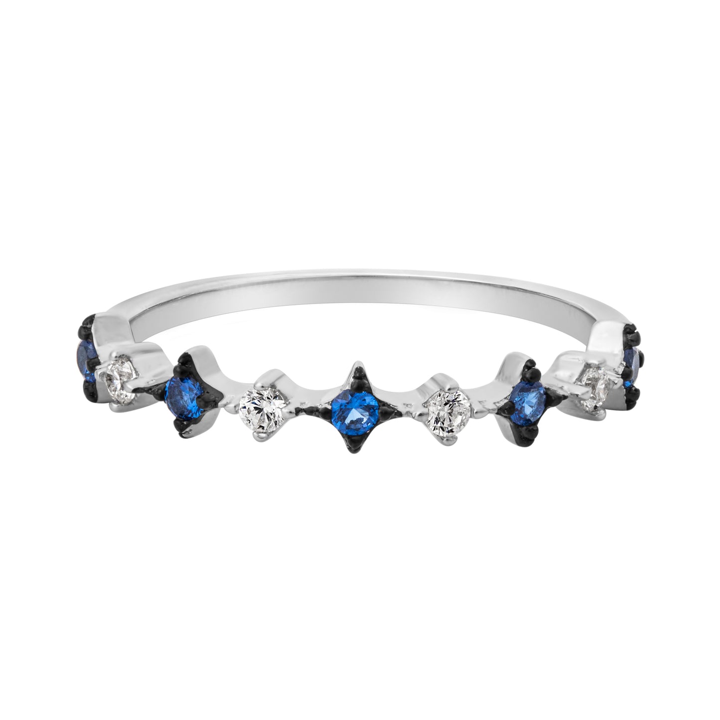 Cubic Zirconia & Sterling Silver Blue Stars Ring