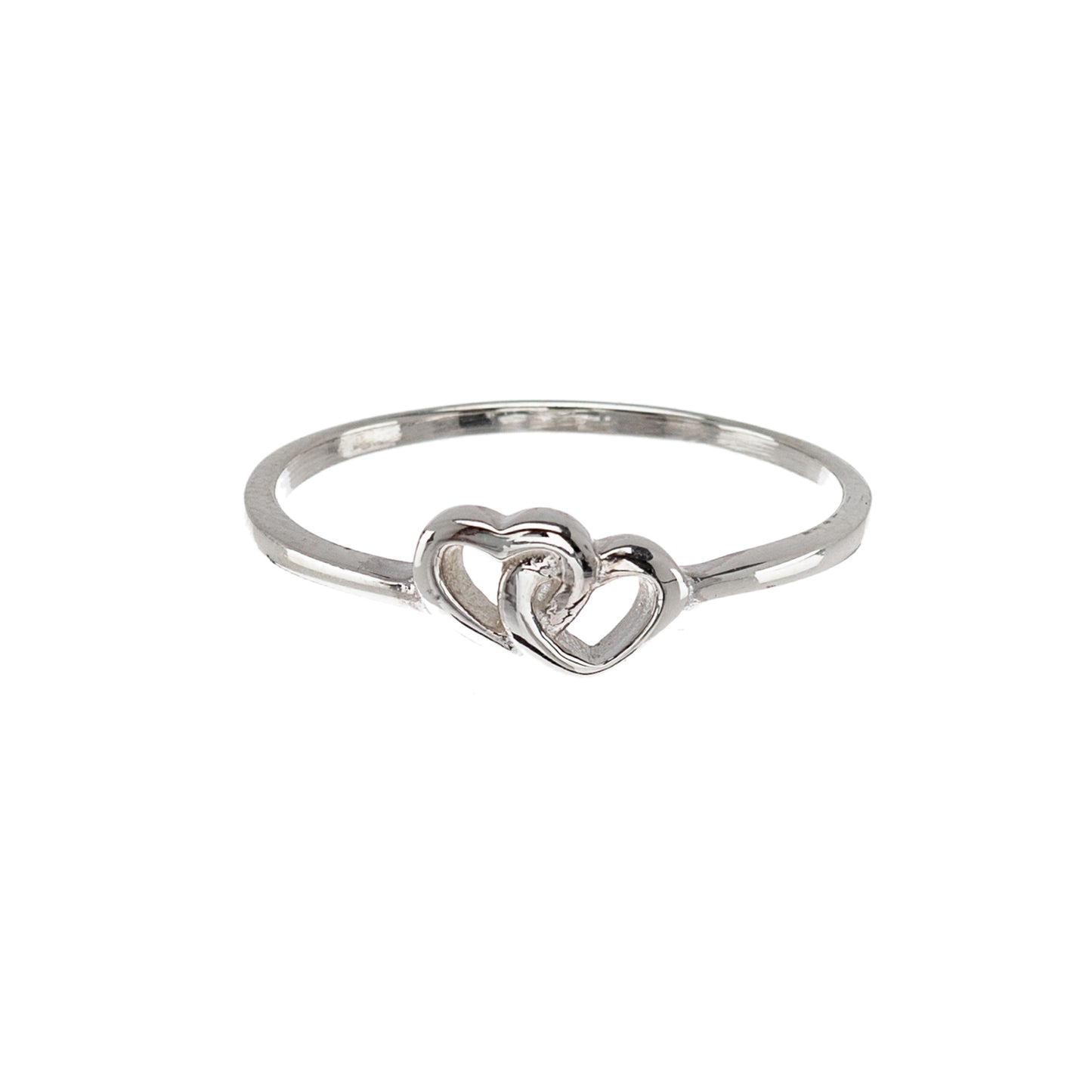 Sterling Silver Dual Interlocked Hearts Ring