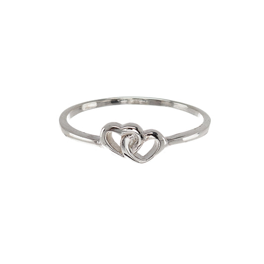 Sterling Silver Dual Interlocked Hearts Ring