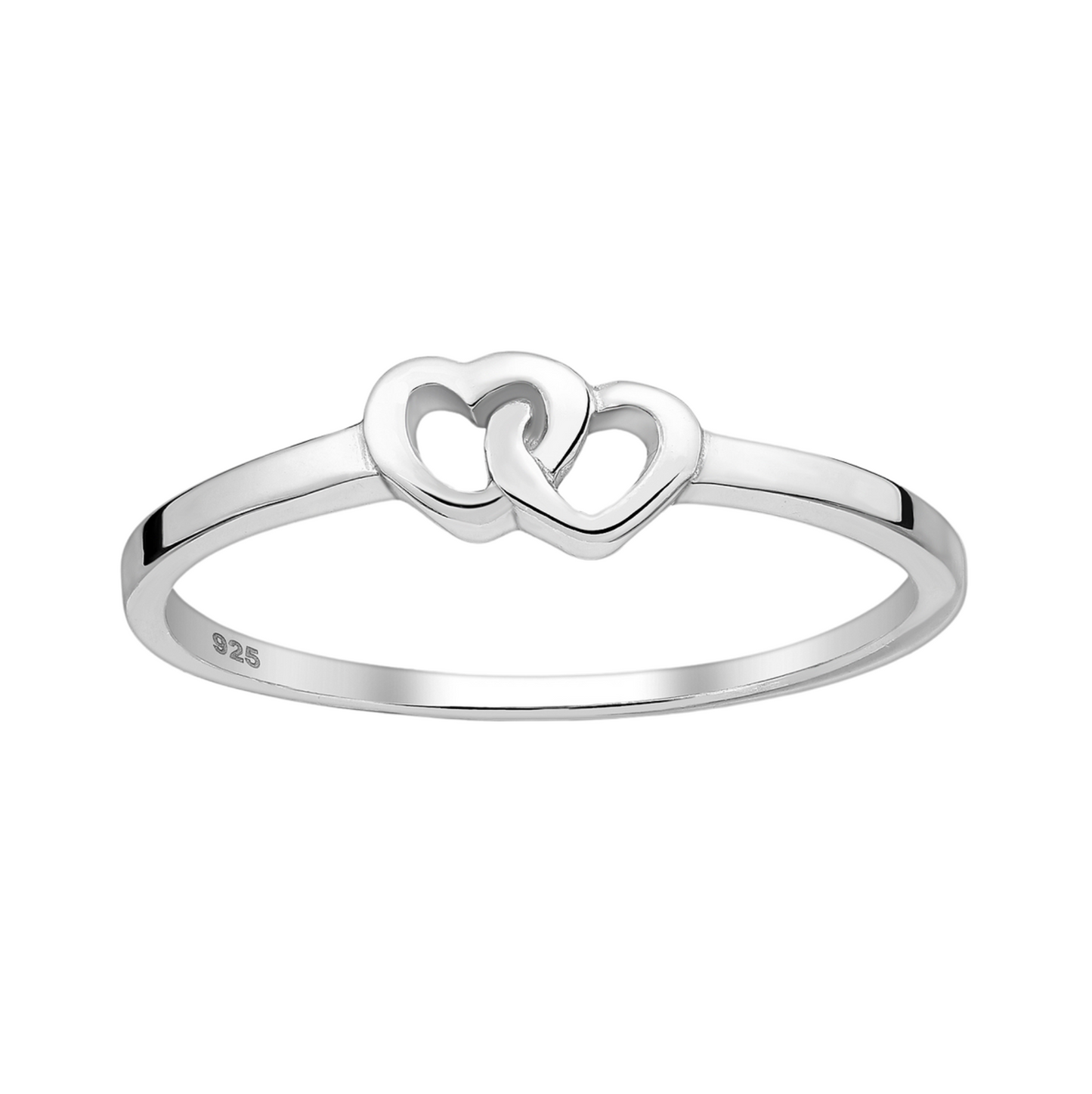Sterling Silver Dual Interlocked Hearts Ring