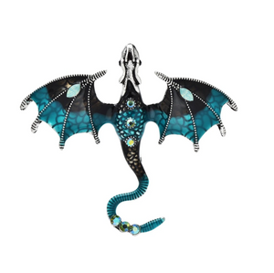 Blue & Black Crystal Dragon Brooch