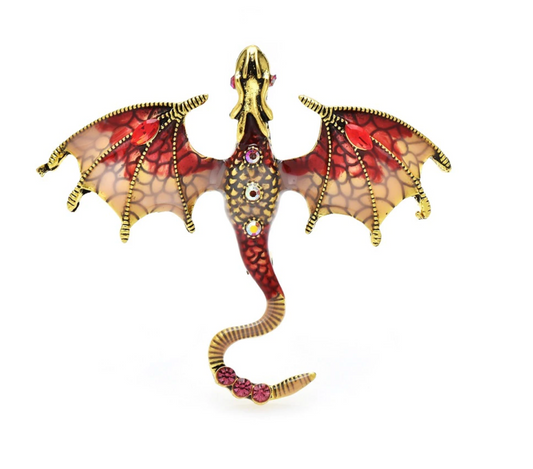 Red Dragon Crystal Brooch
