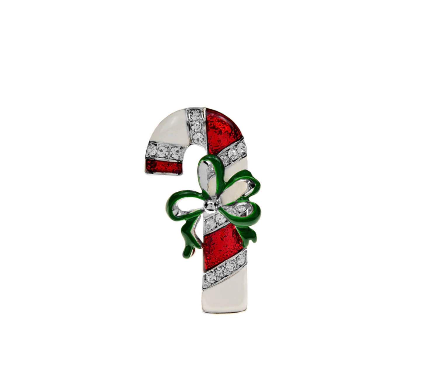 Silvertone Candy Cane Brooch