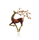 Deer & Red Floral Antlers Brooch