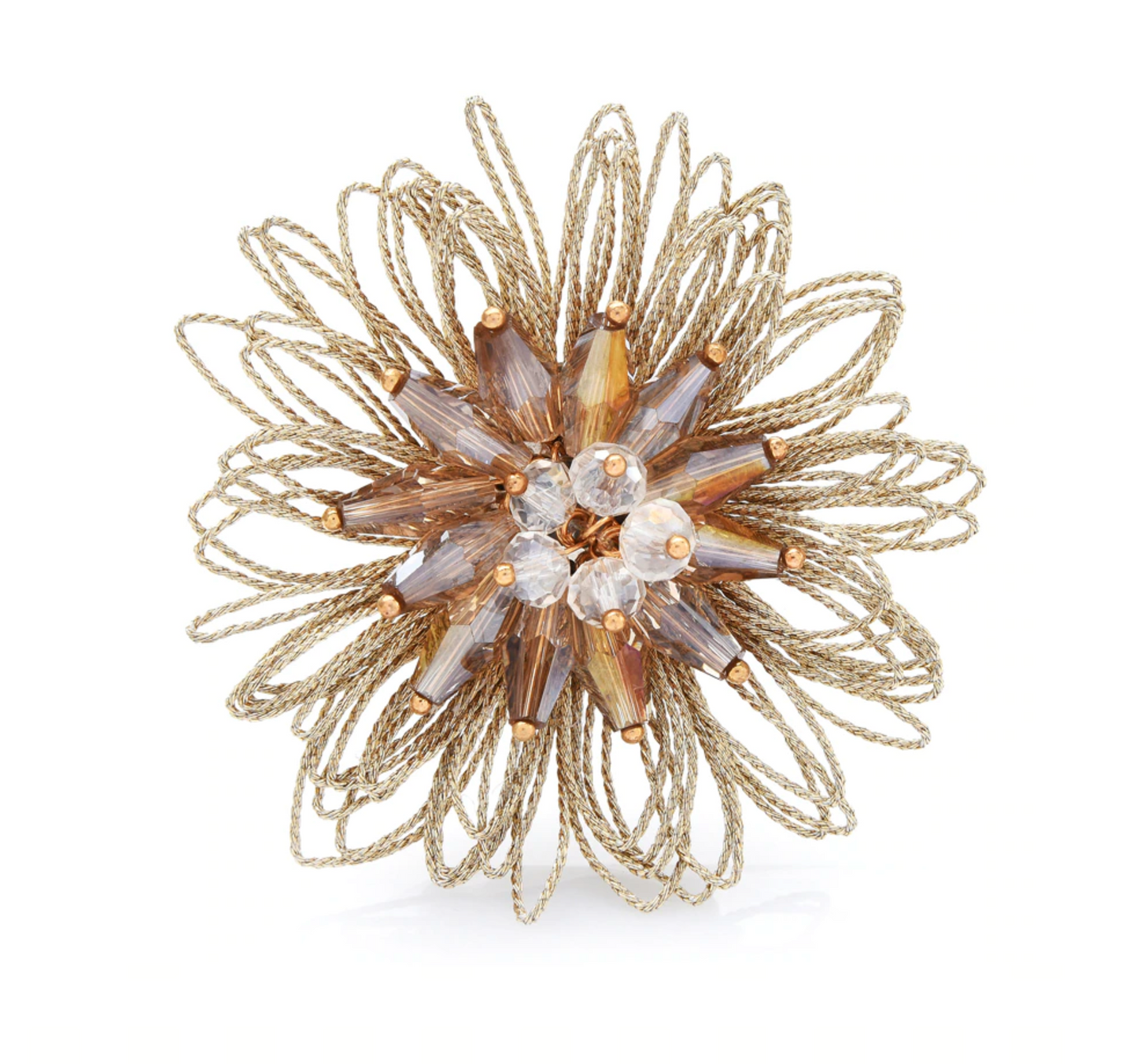 Clustered Crystal Flower Brooch