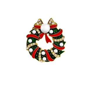 Green & Red Pearl Christmas Wreath