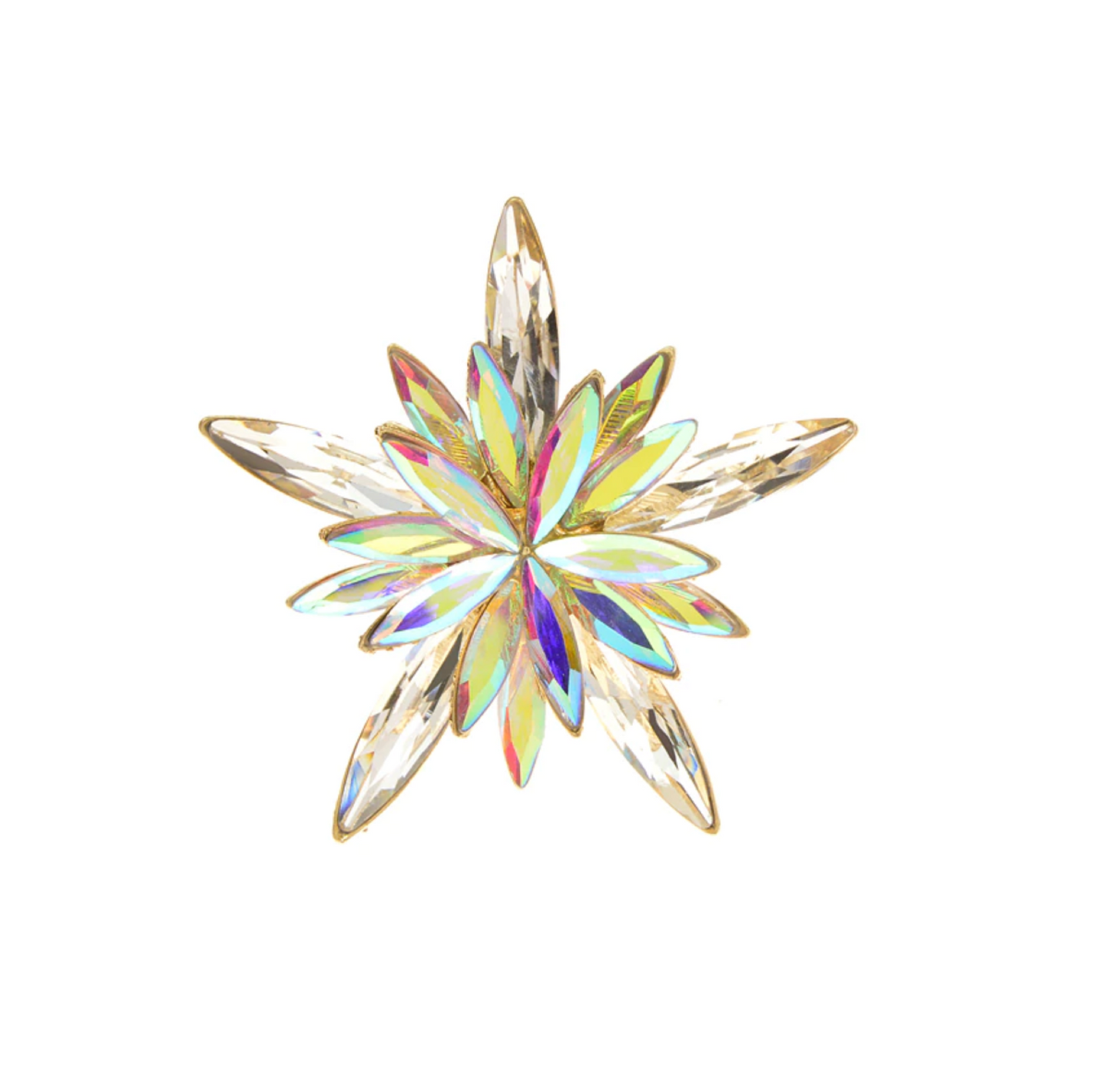 Light Marquis Crystal Snowflake Brooch