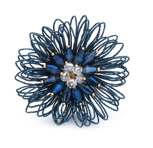 Clustered Crystal Flower Brooch