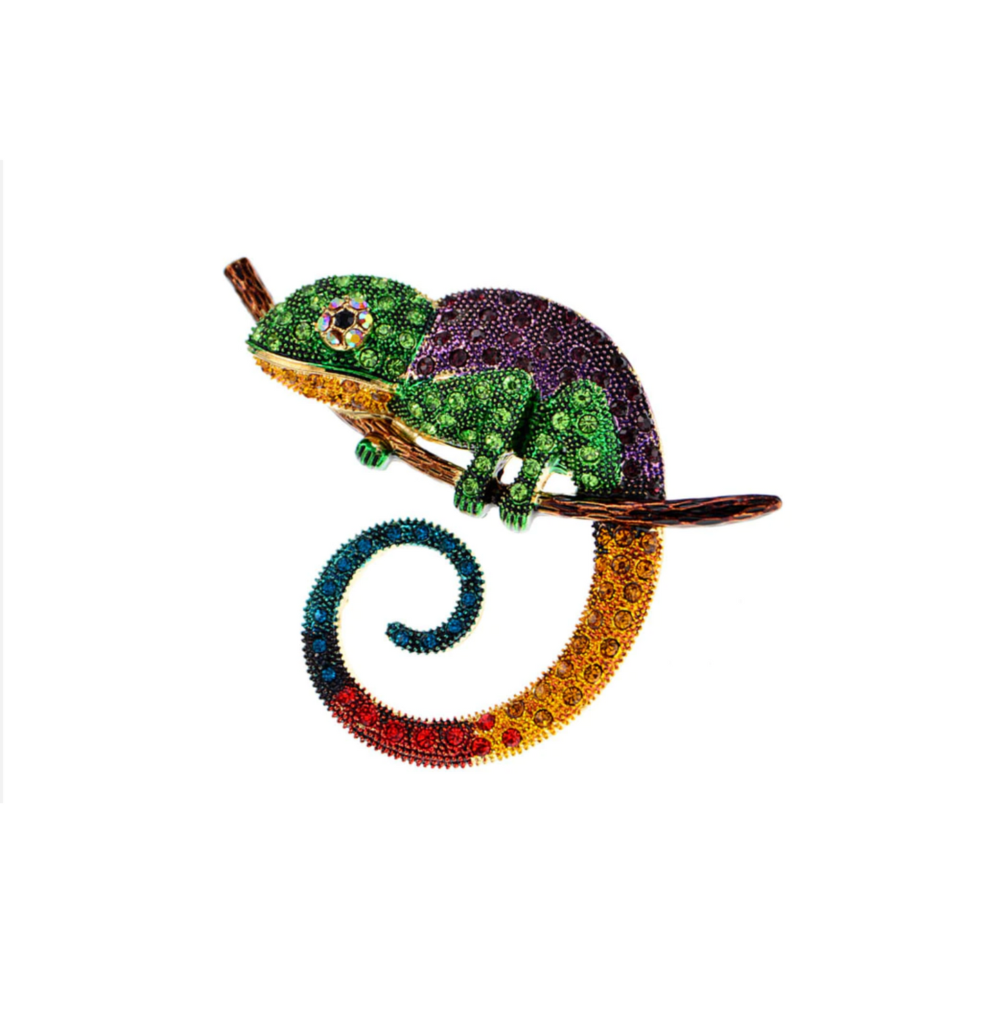 Multicolor Crystal Chameleon Brooch