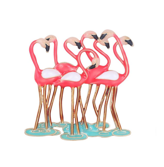 Flock Of Pink Flamingos Brooch