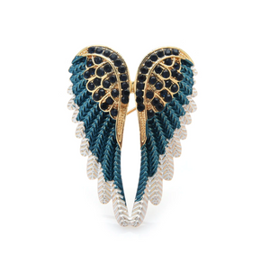 Teal And White Angel Wing Brooch