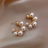 Goldtone & Imitation Pearl Graduated Hoop Earrings
