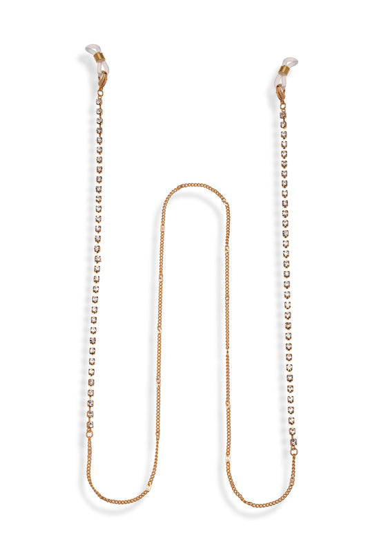 Goldtone Crystal Sunglasses Chain