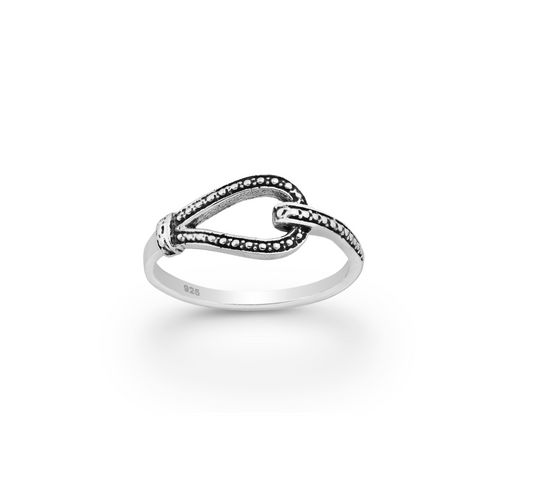 Sterling Silver Oxidized Closed Rope Ring