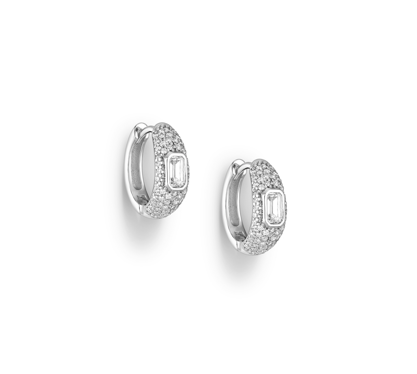 Sterling Silver Hoop Earrings with Cubic Zirconia