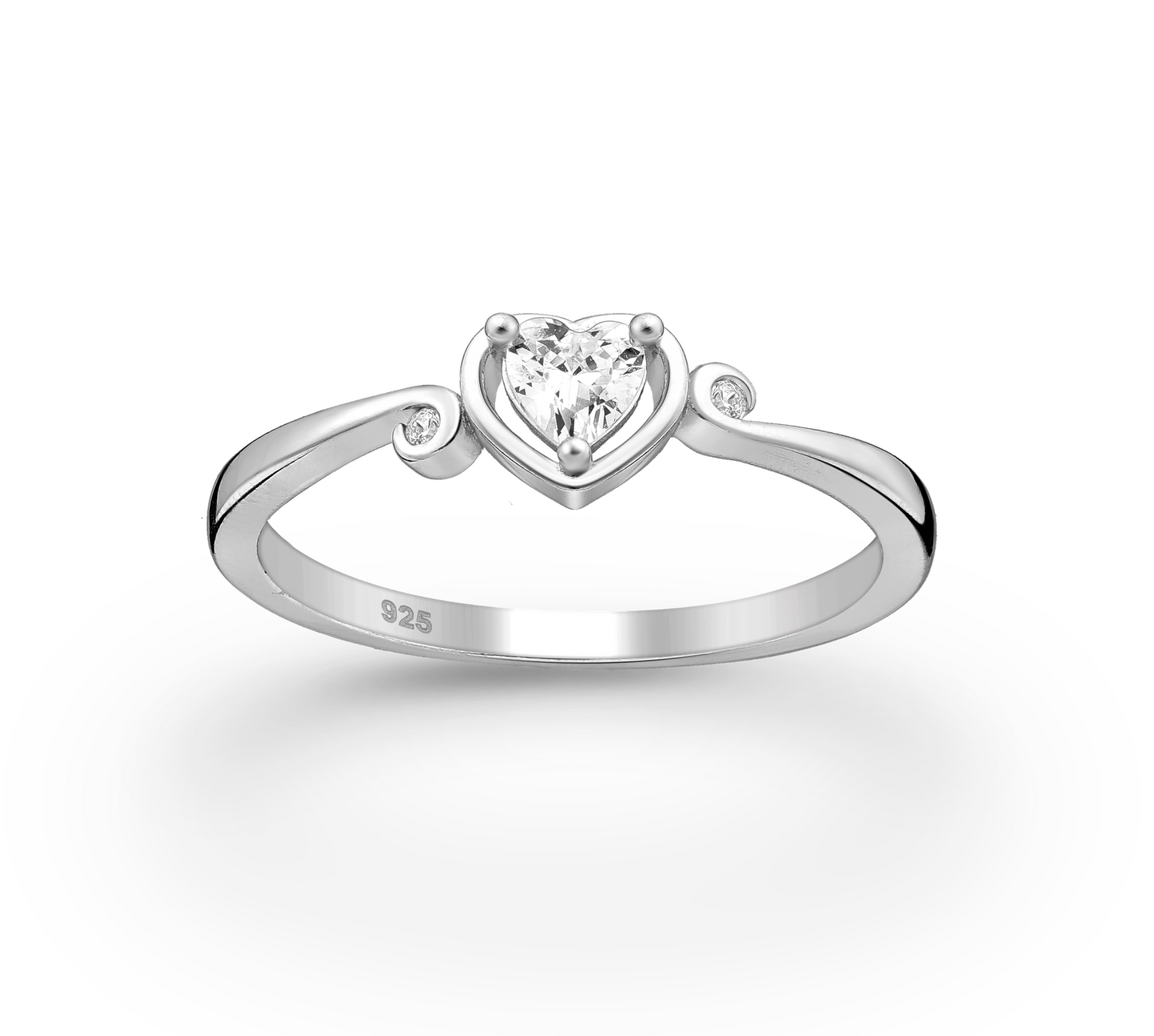 Cubic Zirconia & Sterling Silver Heart Ring