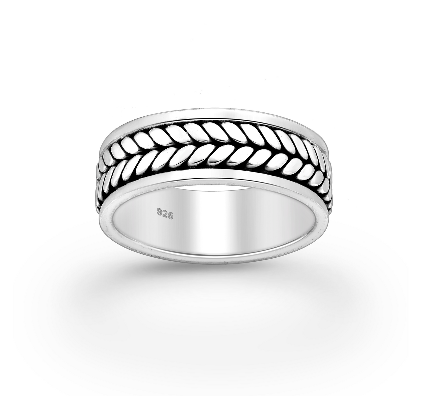 Sterling Silver Oxidized Braided Spinning Ring