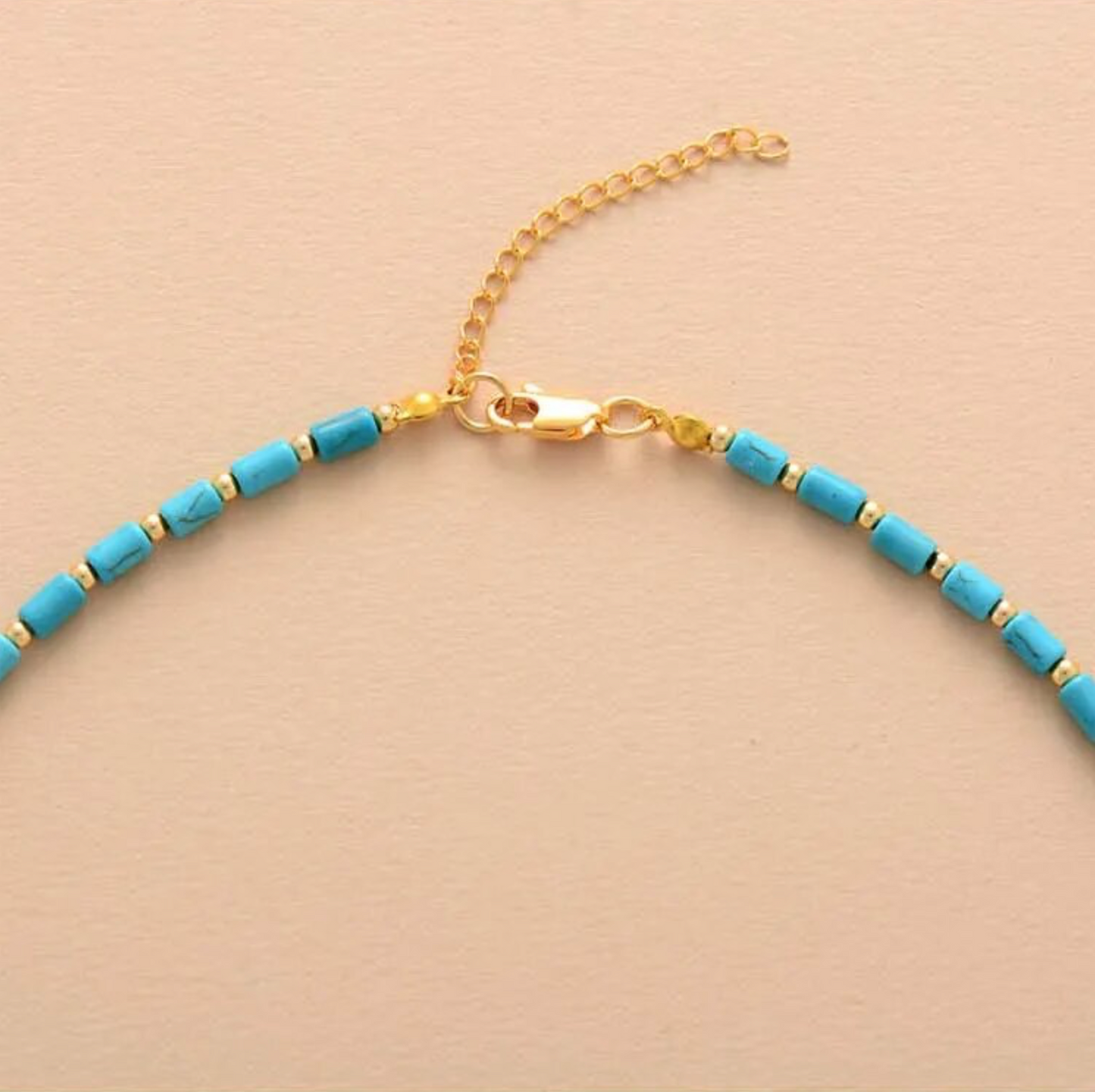 Goldtone & Turquoise Beaded Choker Necklace