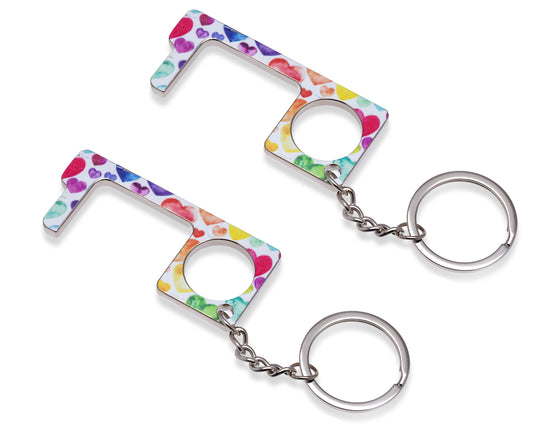 Rainbow Hearts No-touch Keychain Tool - Set Of 2