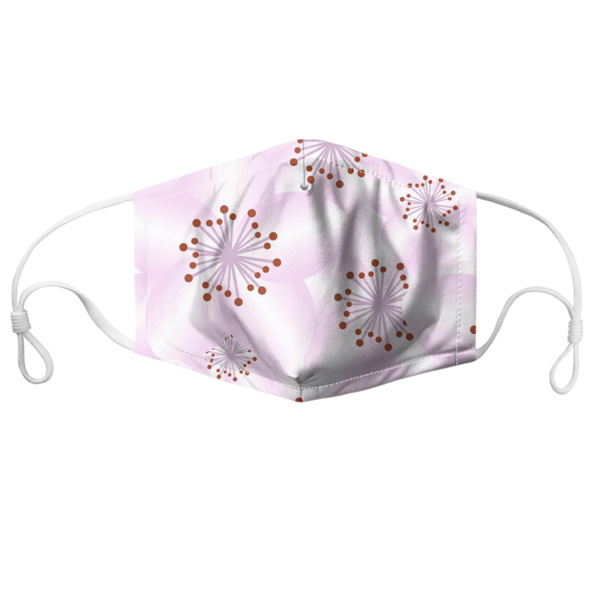 Reusable non-medical face mask with pale pink and red floral print
