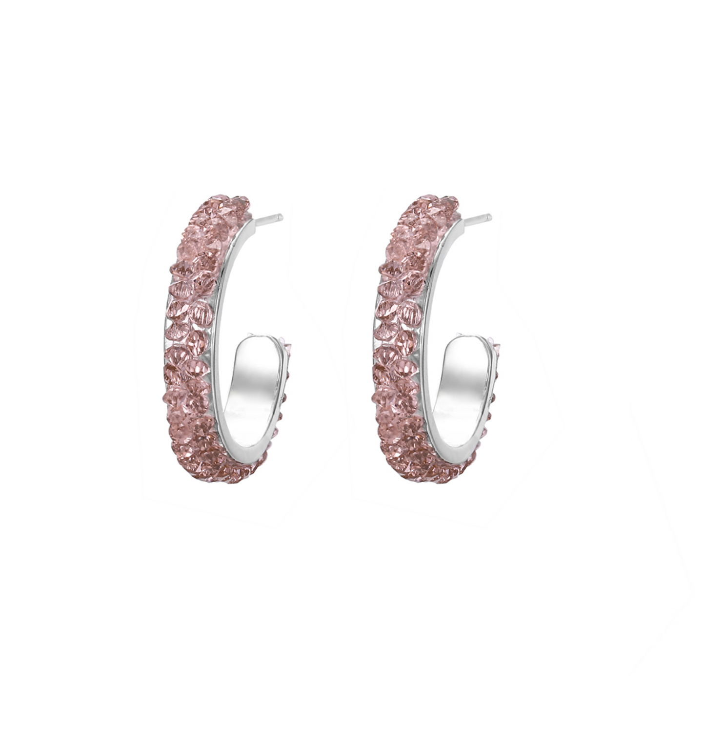 Clustered Crystal Pave Hoop Earrings