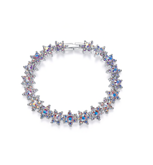 Aurora Borealis Swarovski Crystal Floral Bracelet