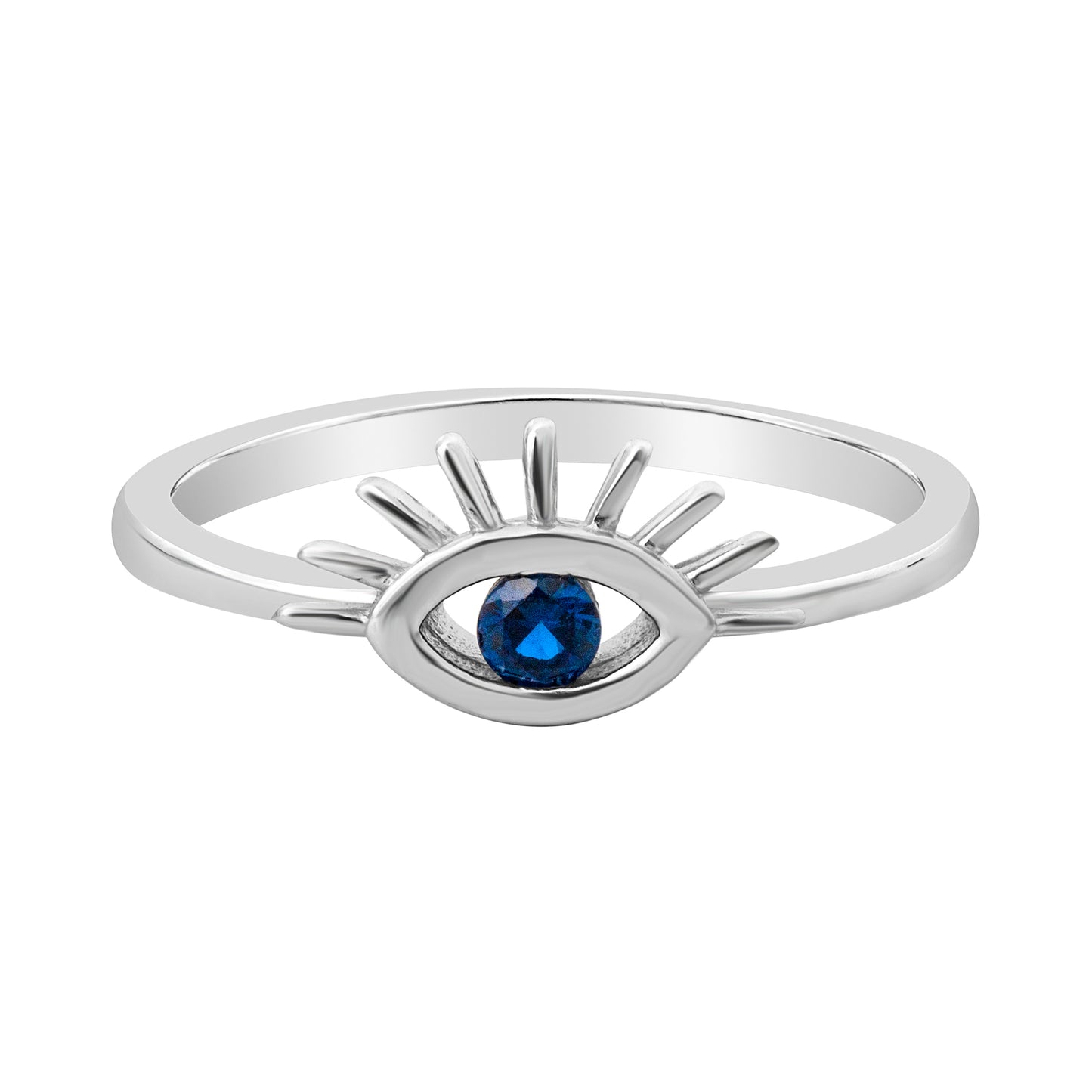 Blue Cubic Zirconia & Sterling Silver Eye Ring