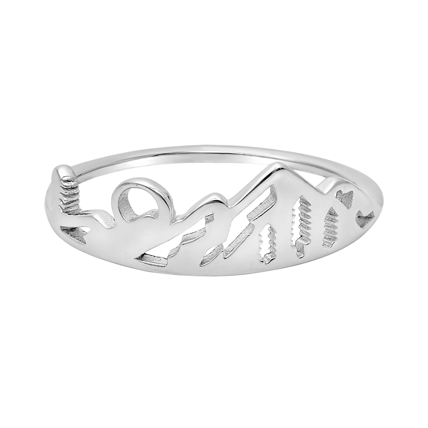 Sterling Silver Mountain Scenery Cut-Out Ring