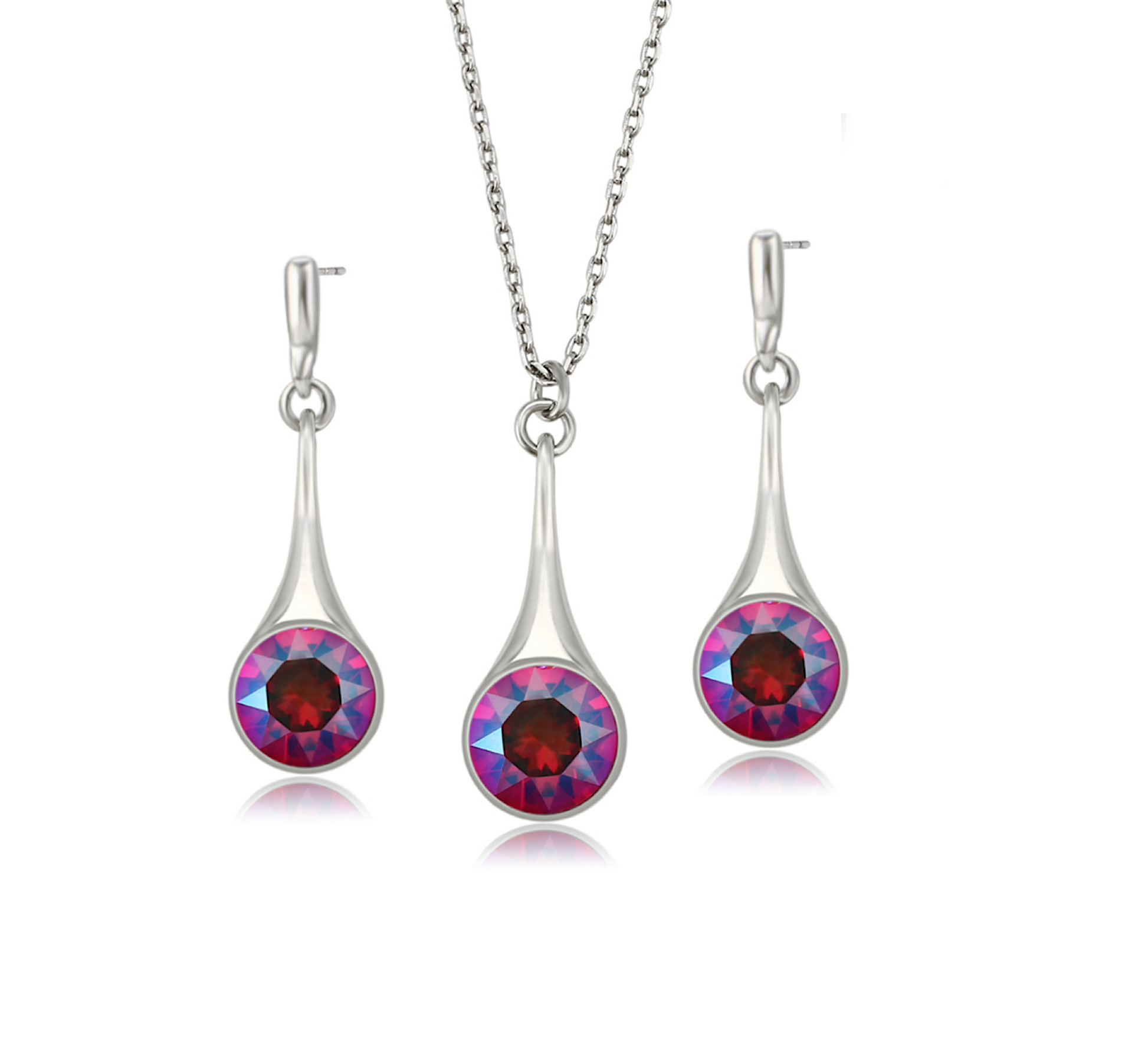 Burgundy Delite Swarovski Crystal Necklace Earrings Set www.Don