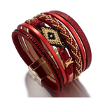 Red & Goldtone Rhombus Layered Bracelet
