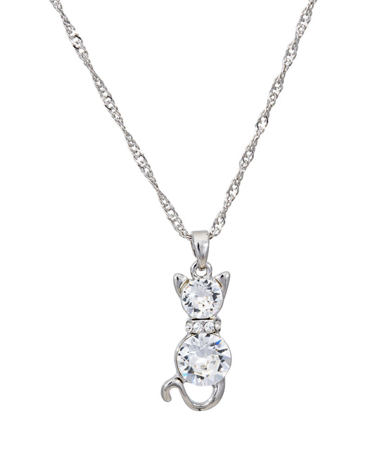 Charming Swarovski Crystal Cat Pendant Necklace on Holiday Card