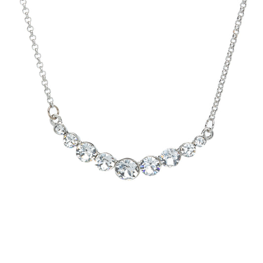 Clear Circular Swarovski Crystal Curved Necklace