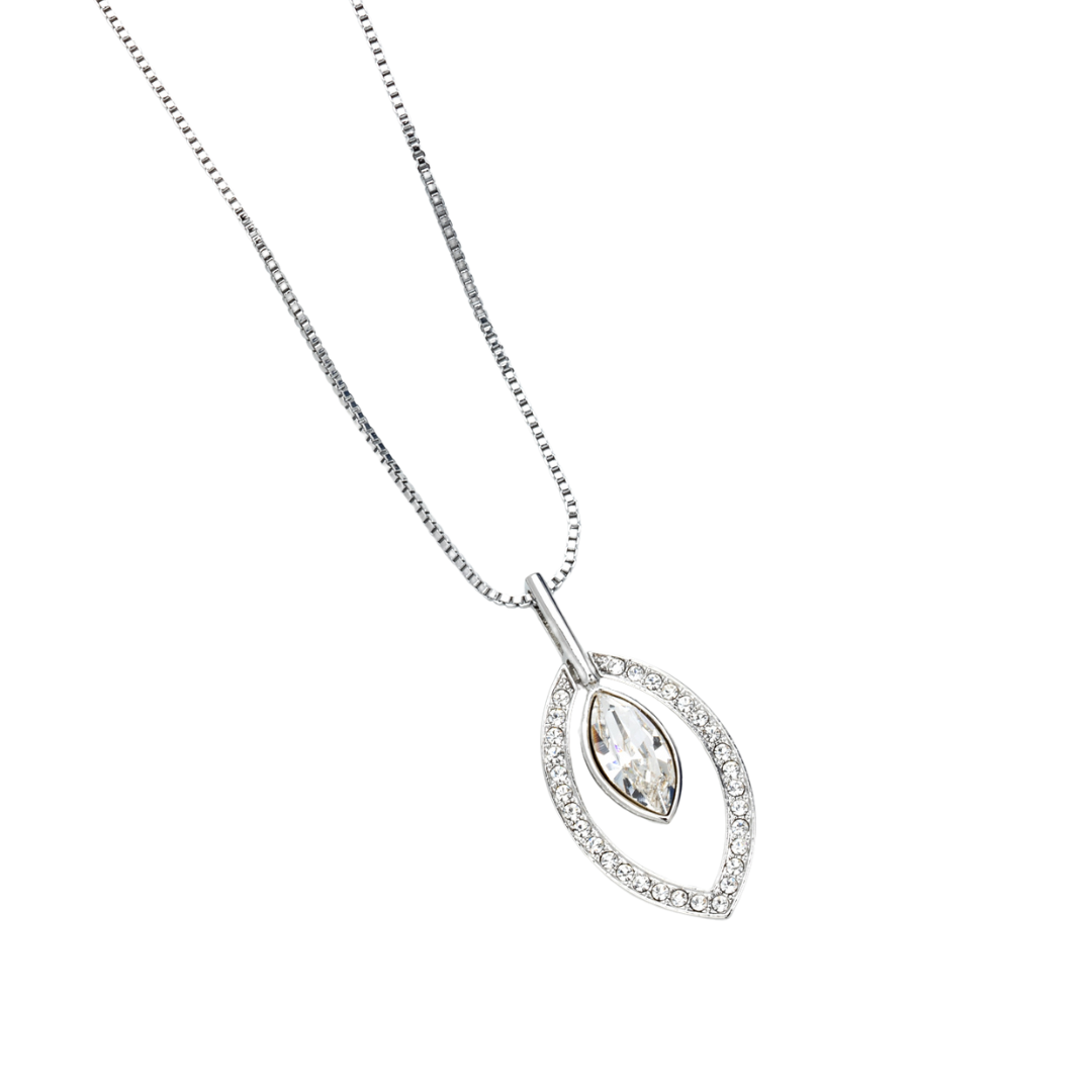 Rhodium Marquis Pave Swarovski Crystal Pendant Necklace