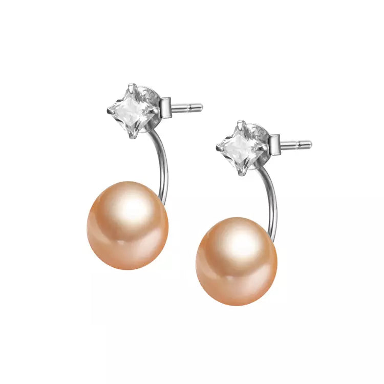 Freshwater Cultured Pearl & Cubic Zirconia Drop Earrings