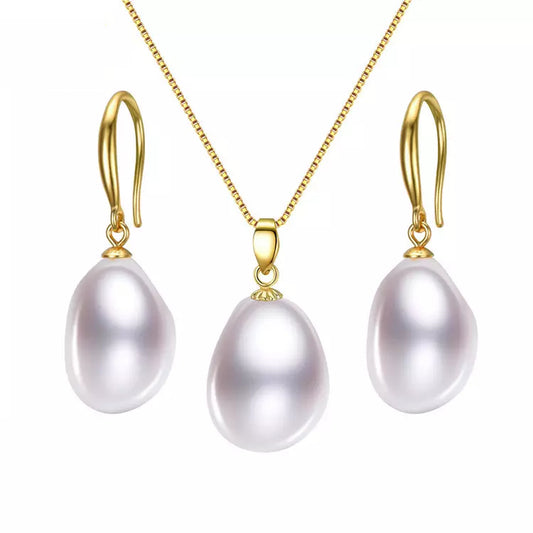 Freshwater Cultured Pearl & 24k Gold-Plated Pendant Necklace Set
