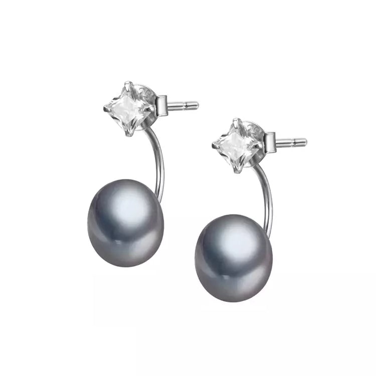 Freshwater Cultured Pearl & Cubic Zirconia Drop Earrings