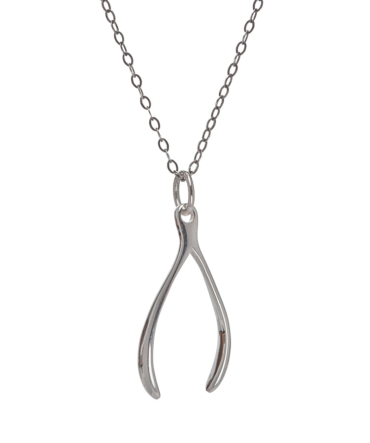 Sterling Silver Wish Bone Pendant Necklace