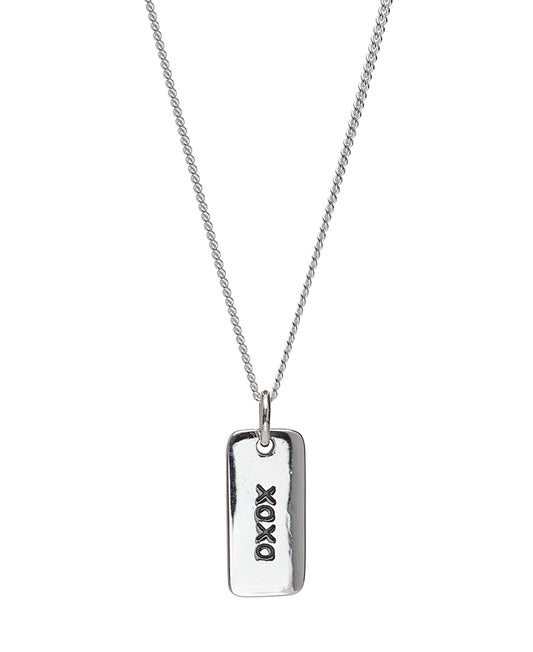 Sterling Silver Bar 'xoxo' Pendant Necklace