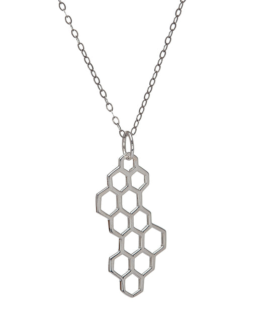 Sterling Silver Honeycomb Pendant Necklace