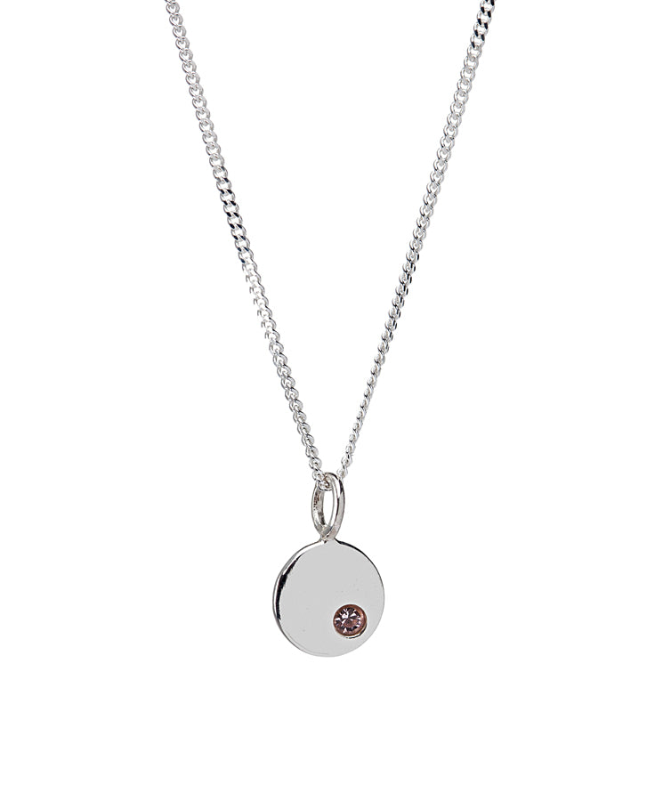 Sterling Silver Birthstone Round Pendant Necklace