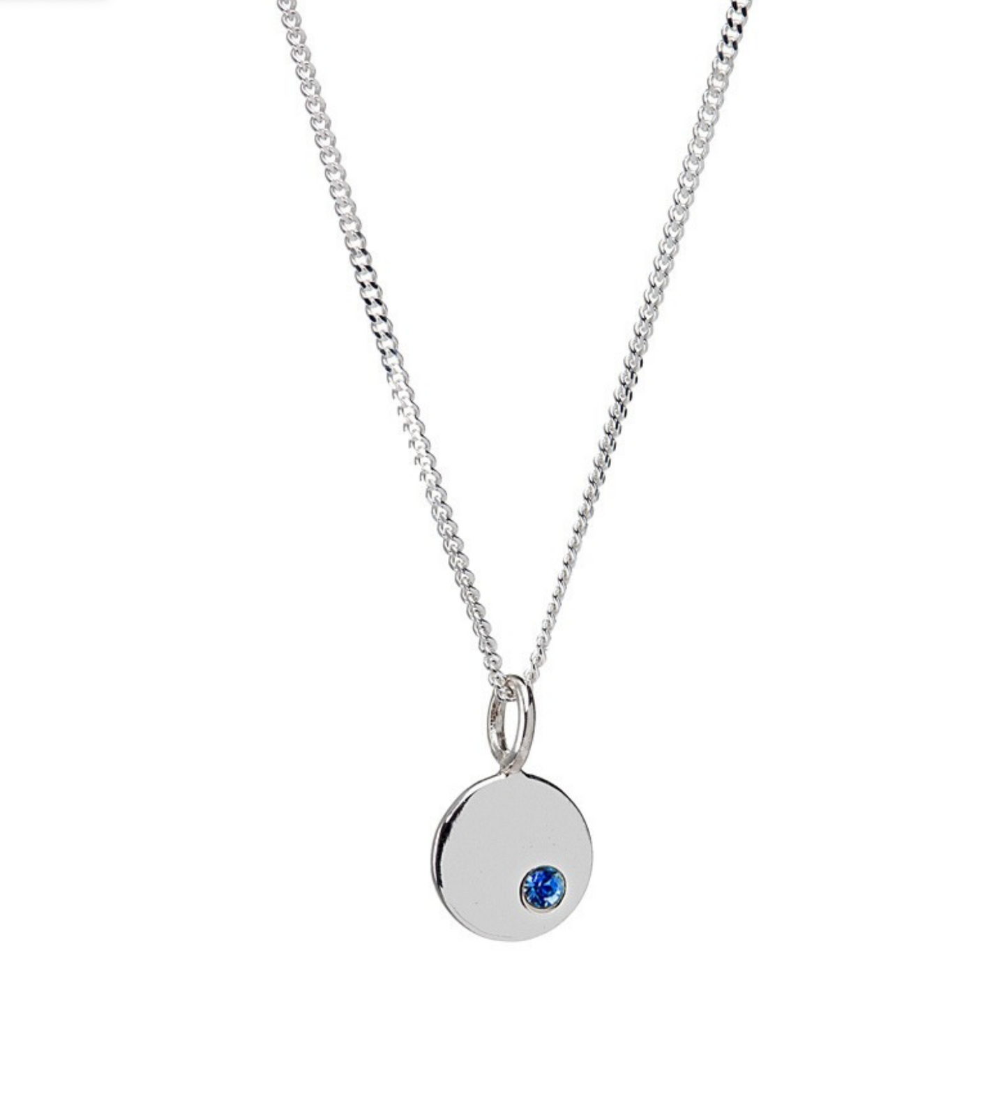 Sterling Silver Birthstone Round Pendant Necklace