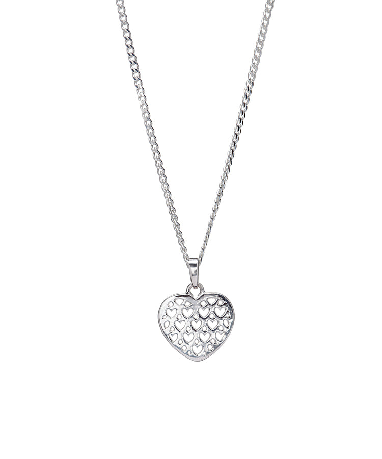 Sterling Silver Heart Cutout Pendant Necklace