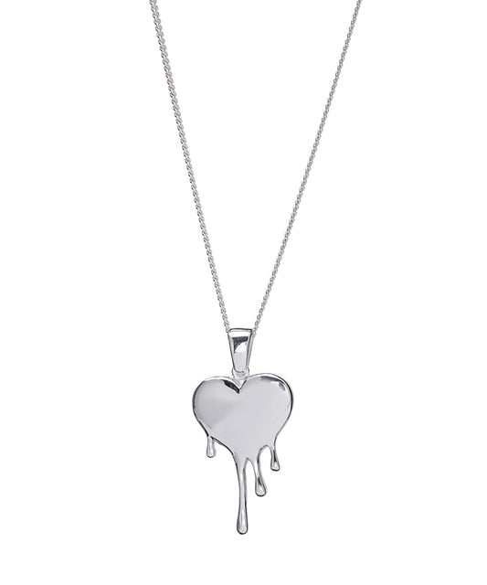 Sterling Silver Melting Heart Pendant Necklace