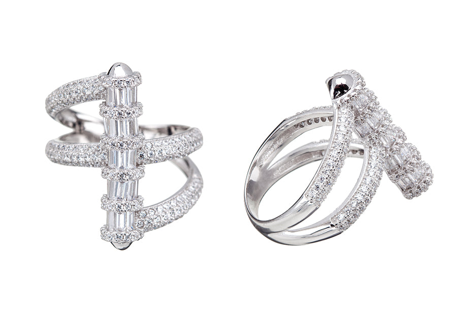 Sterling Silver Pave & Channel Set CZ Ring