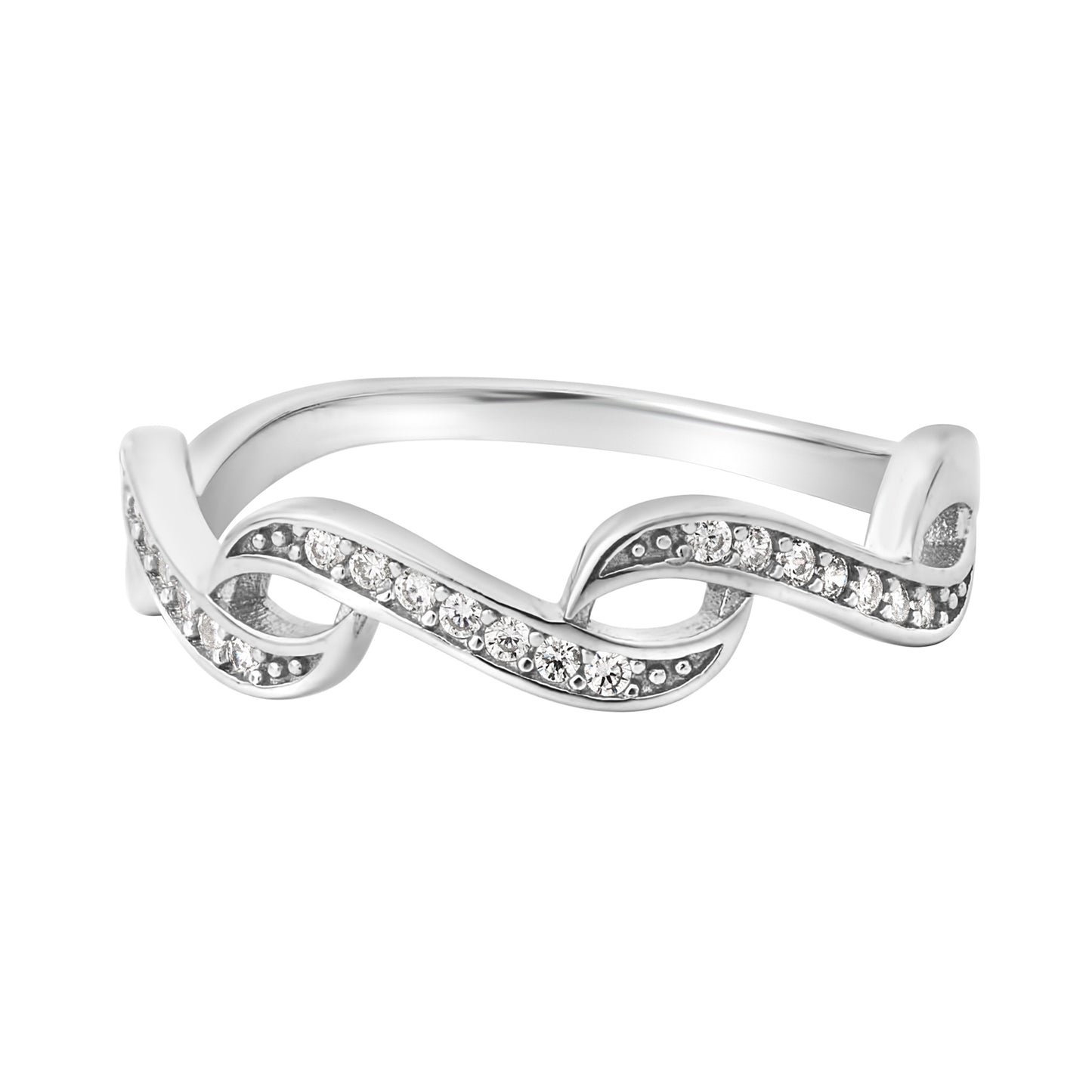 Sterling Silver & Cubic Zirconia Wave Ring