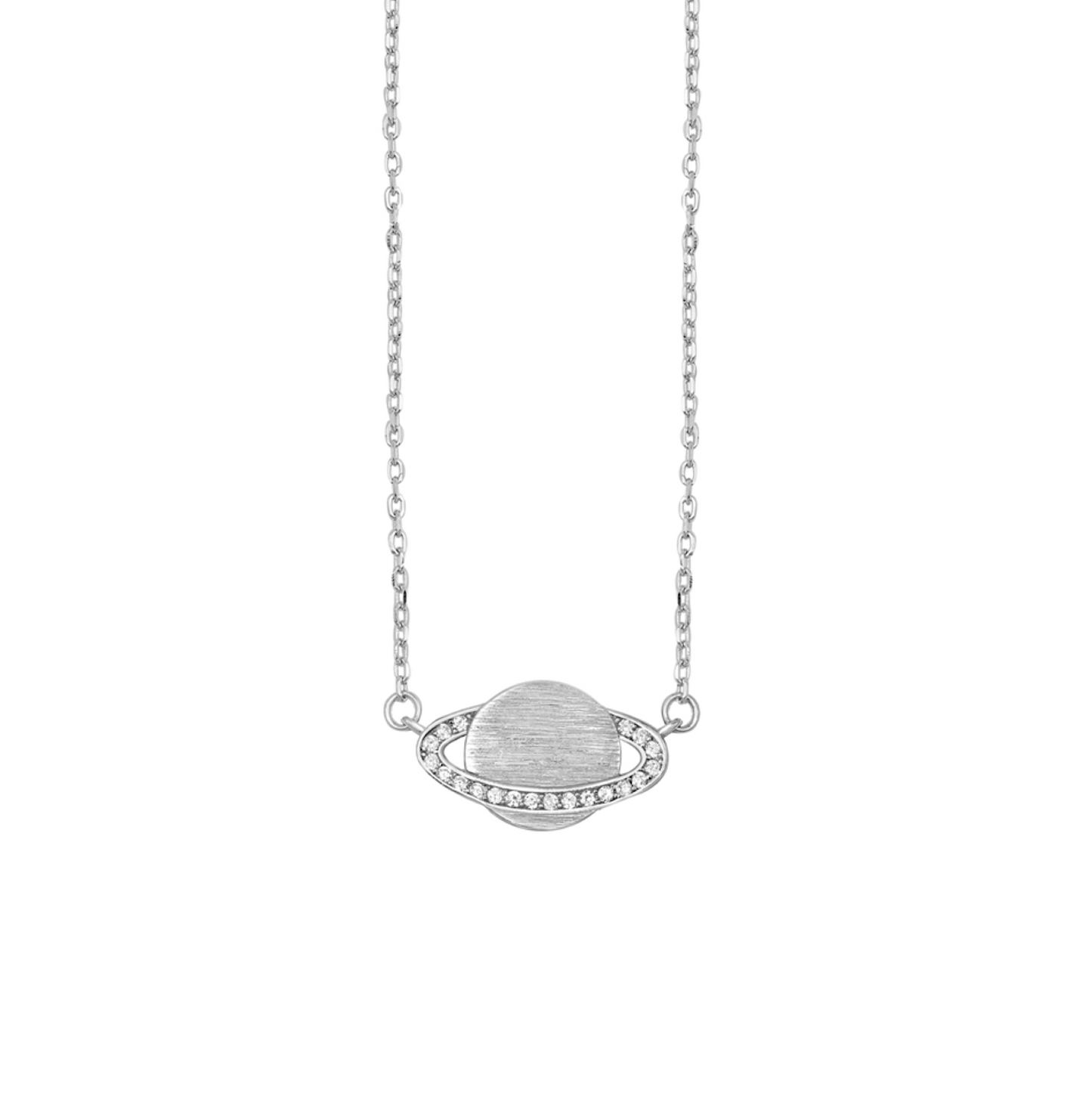 Sterling Silver & Cubic Zirconia Saturn Pendant Necklace