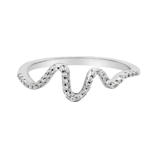 Sterling Silver & Cubic Zirconia Curved Wave Line Ring